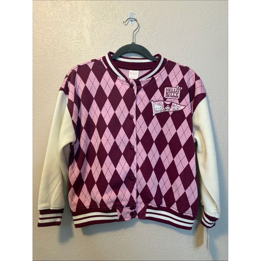 Sanrio Hello Kitty Girls Baseball argyle jacket L (10/12) NWT